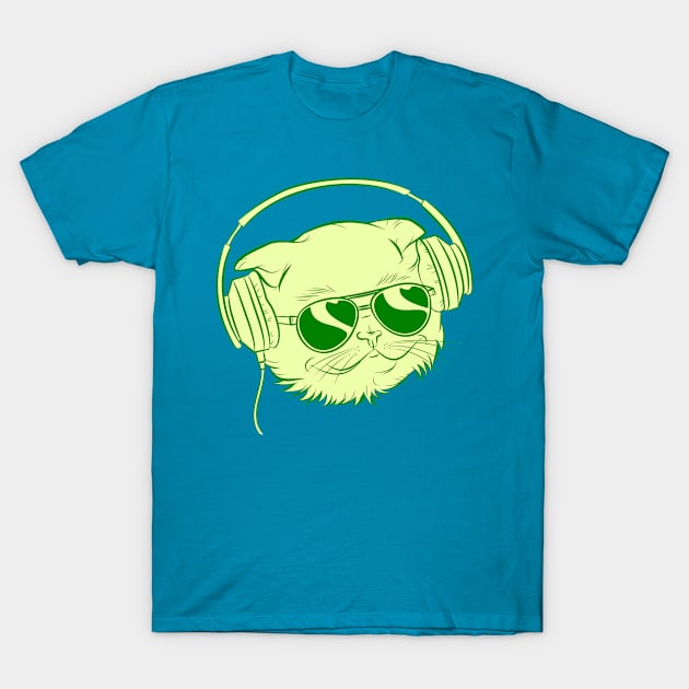 Badass DJ cat listens to the best music T-Shirt by xyarts